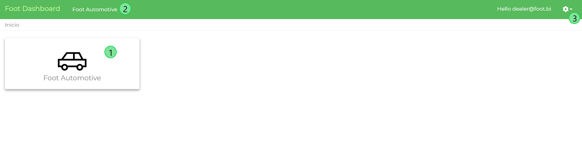 Foot Dashboard home screen