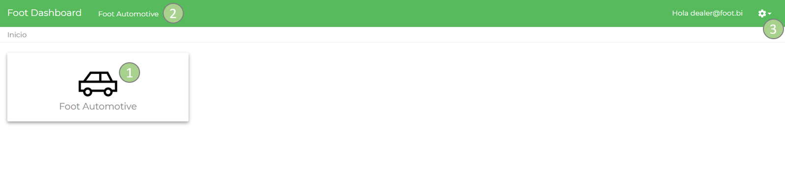 Foot Dashboard home screen